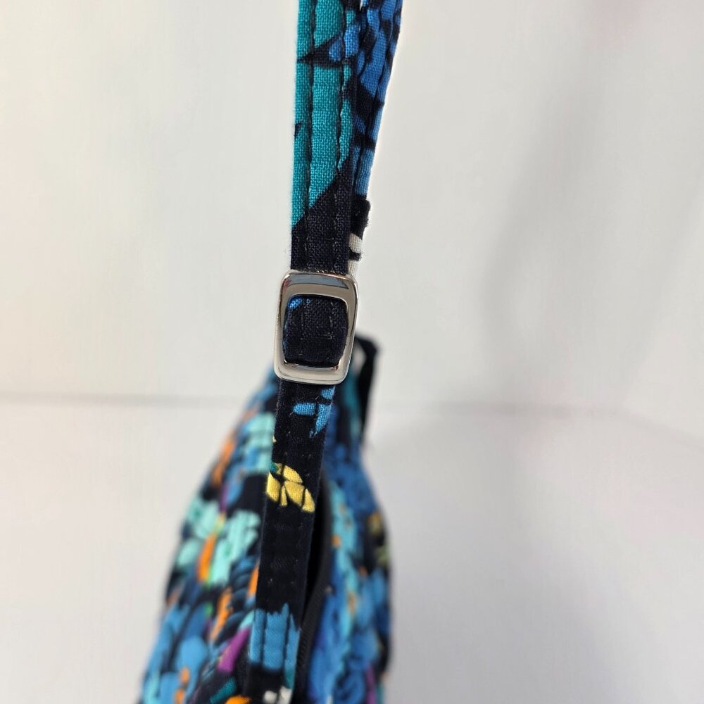 Vera Bradley Quilted Floral Mini Crossbody Bag Blue Black Travel Purse - Picture 5 of 8